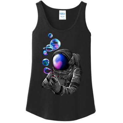 Astronaut Blowing Space Bubbles Ladies Essential Tank