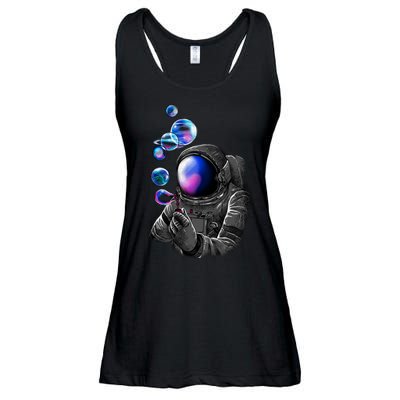 Astronaut Blowing Space Bubbles Ladies Essential Flowy Tank