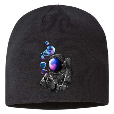 Astronaut Blowing Space Bubbles Sustainable Beanie