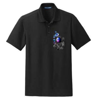 Astronaut Blowing Space Bubbles Dry Zone Grid Polo