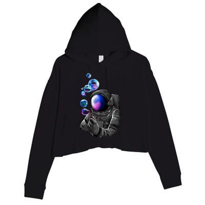 Astronaut Blowing Space Bubbles Crop Fleece Hoodie