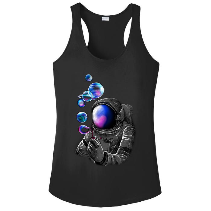 Astronaut Blowing Space Bubbles Ladies PosiCharge Competitor Racerback Tank