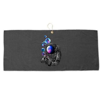 Astronaut Blowing Space Bubbles Large Microfiber Waffle Golf Towel