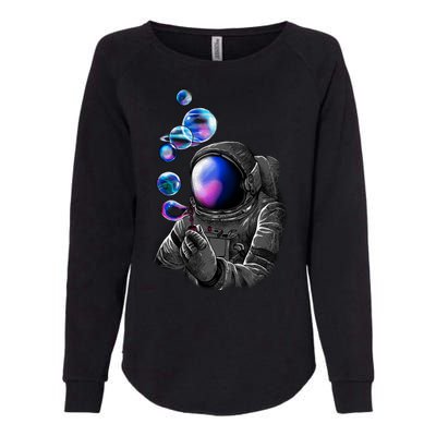 Astronaut Blowing Space Bubbles Womens California Wash Sweatshirt