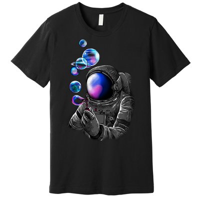 Astronaut Blowing Space Bubbles Premium T-Shirt