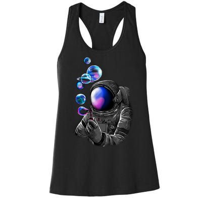 Astronaut Blowing Space Bubbles Women's Racerback Tank