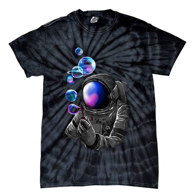 Astronaut Blowing Space Bubbles Tie-Dye T-Shirt