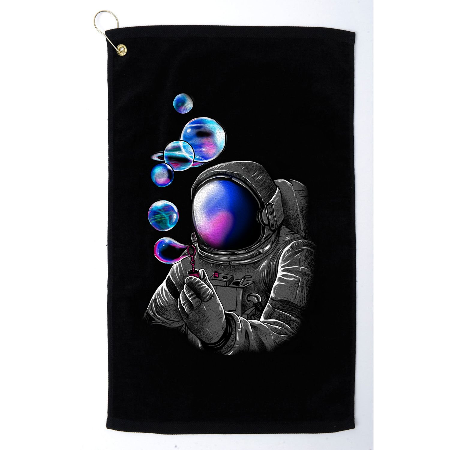 Astronaut Blowing Space Bubbles Golf Towel