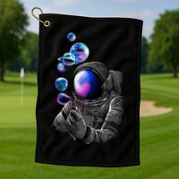 Astronaut Blowing Space Bubbles Golf Towel