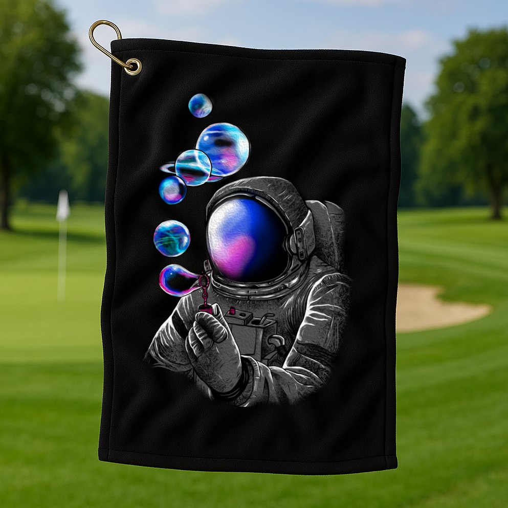 Astronaut Blowing Space Bubbles Golf Towel