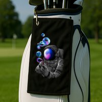Astronaut Blowing Space Bubbles Golf Towel
