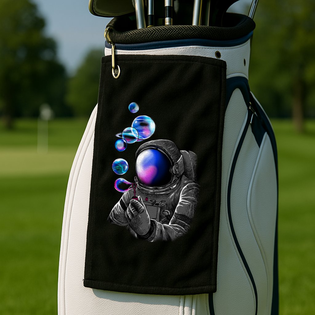 Astronaut Blowing Space Bubbles Golf Towel