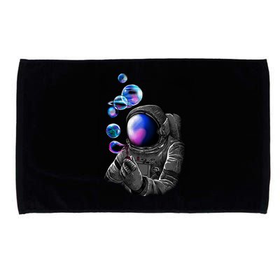 Astronaut Blowing Space Bubbles Microfiber Hand Towel