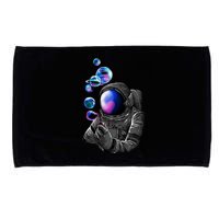 Astronaut Blowing Space Bubbles Microfiber Hand Towel