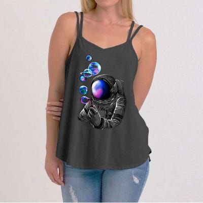 Astronaut Blowing Space Bubbles Women's Strappy Tank