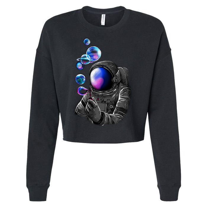 Astronaut Blowing Space Bubbles Cropped Pullover Crew