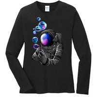 Astronaut Blowing Space Bubbles Ladies Long Sleeve Shirt