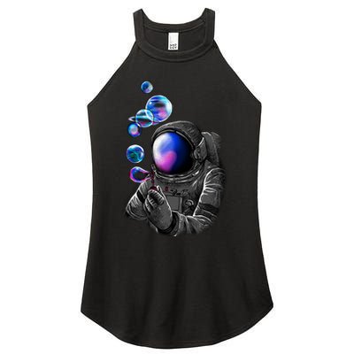Astronaut Blowing Space Bubbles Women's Perfect Tri Rocker Tank