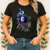 Astronaut Blowing Space Bubbles Womens T-Shirt