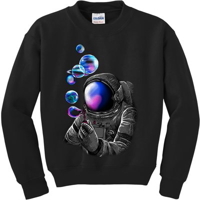 Astronaut Blowing Space Bubbles Kids Sweatshirt