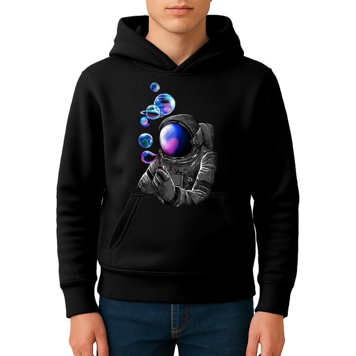 Astronaut Blowing Space Bubbles Kids Hoodie