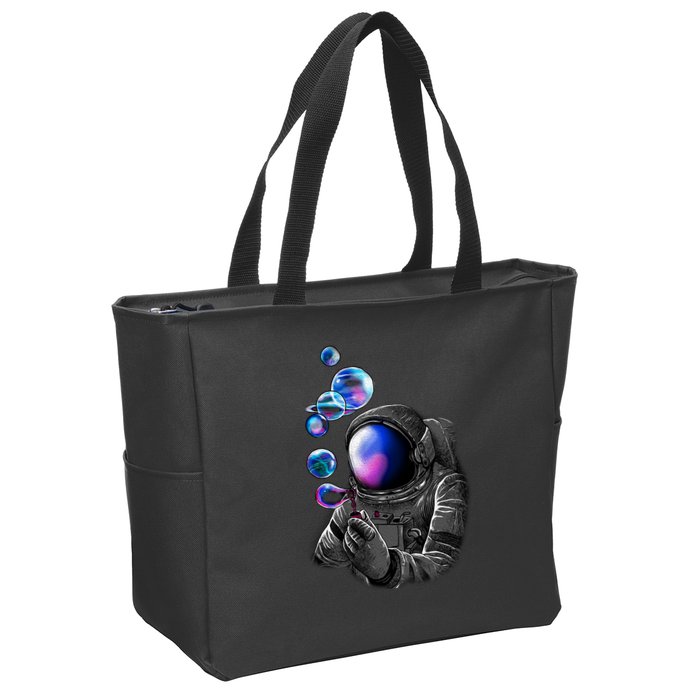 Astronaut Blowing Space Bubbles Zip Tote Bag