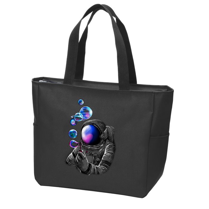 Astronaut Blowing Space Bubbles Zip Tote Bag