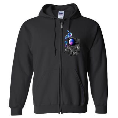 Astronaut Blowing Space Bubbles Full Zip Hoodie