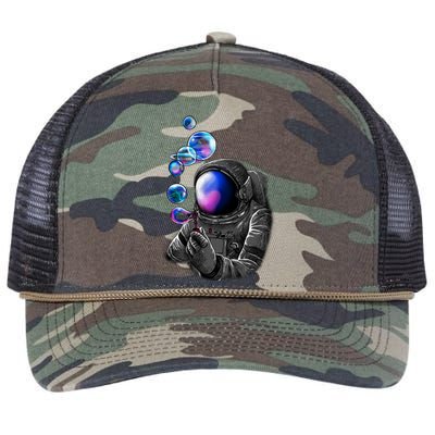 Astronaut Blowing Space Bubbles Retro Rope Trucker Hat Cap