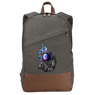 Astronaut Blowing Space Bubbles Cotton Canvas Backpack