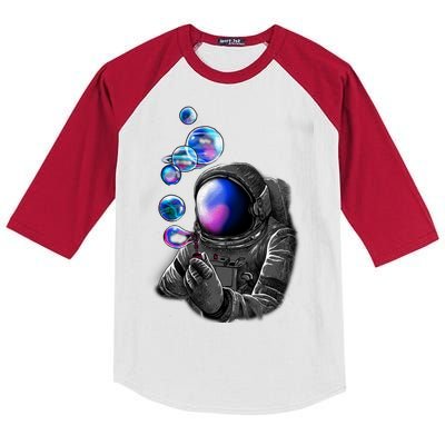 Astronaut Blowing Space Bubbles Kids Colorblock Raglan Jersey