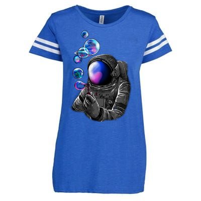 Astronaut Blowing Space Bubbles Enza Ladies Jersey Football T-Shirt