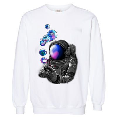 Astronaut Blowing Space Bubbles Garment-Dyed Sweatshirt