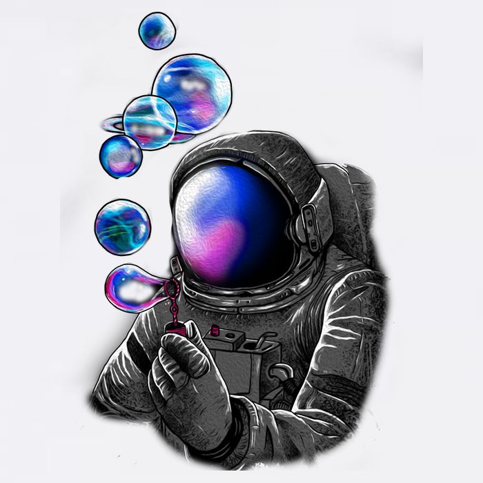 Astronaut Blowing Space Bubbles Garment-Dyed Sweatshirt