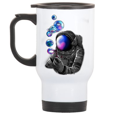 Astronaut Blowing Space Bubbles Stainless Steel Travel Mug