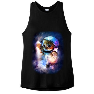 Astronaut Cat In Space Ladies PosiCharge Tri-Blend Wicking Tank
