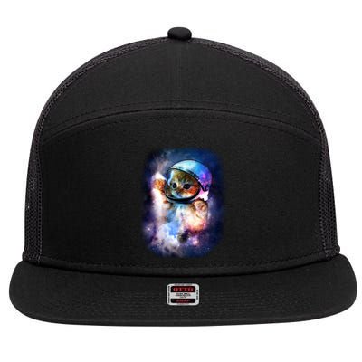 Astronaut Cat In Space 7 Panel Mesh Trucker Snapback Hat