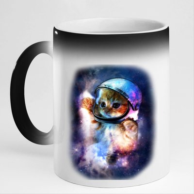 Astronaut Cat In Space 11oz Black Color Changing Mug