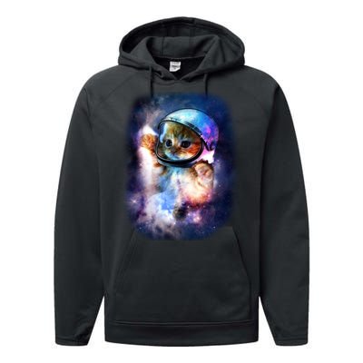 Astronaut Cat In Space Performance Fleece Hoodie