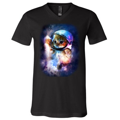 Astronaut Cat In Space V-Neck T-Shirt