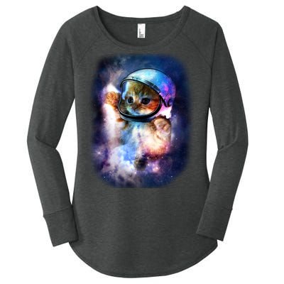 Astronaut Cat In Space Women's Perfect Tri Tunic Long Sleeve Shirt