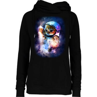 Astronaut Cat In Space Womens Funnel Neck Pullover Hood