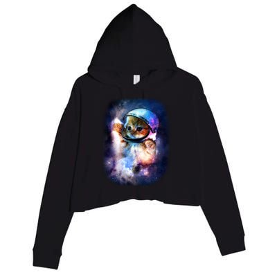 Astronaut Cat In Space Crop Fleece Hoodie