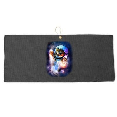 Astronaut Cat In Space Large Microfiber Waffle Golf Towel