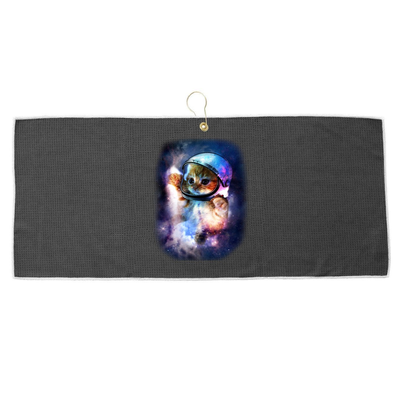 Astronaut Cat In Space Large Microfiber Waffle Golf Towel