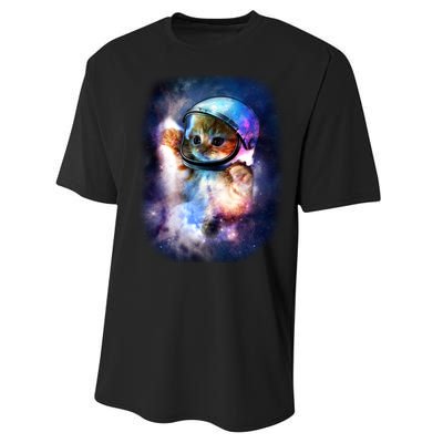 Astronaut Cat In Space Performance Sprint T-Shirt