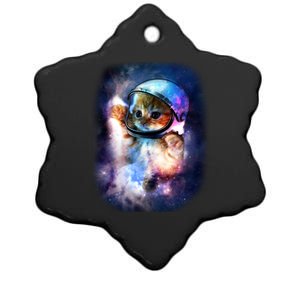 Astronaut Cat In Space Ceramic Star Ornament