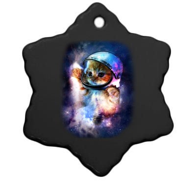 Astronaut Cat In Space Ceramic Star Ornament