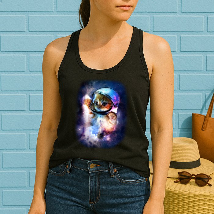 Astronaut Cat In Space Womens Tank Top
