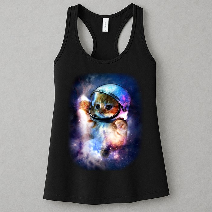 Astronaut Cat In Space Womens Tank Top